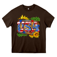 Chocolate Brown usa Heavy Core Tee - Zillion Design Studio
