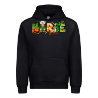 Black St. Patrick's Day Nurse with gnome Urban Hoodie - HowdyJamesFarm