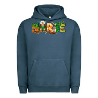 Pigment Midnight Navy St. Patrick's Day Nurse with gnome Urban Hoodie - HowdyJamesFarm