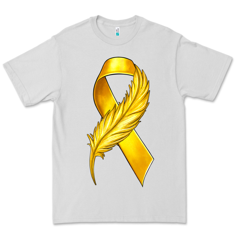 Childhood Cancer Ribbon With Feather Premium Tee by texasbilliewilder | Teevron