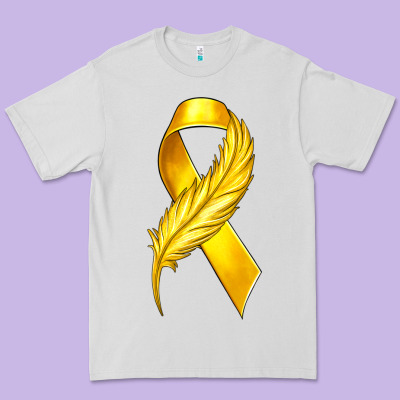 Childhood Cancer Ribbon With Feather Premium Tee Designed By Texasbilliewilder