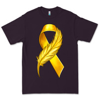 Plum Childhood Cancer Ribbon with Feather Premium Tee - texasbilliewilder