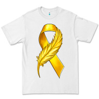 White Childhood Cancer Ribbon with Feather Premium Tee - texasbilliewilder