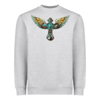 Heather Grey western cross wings Heavyweight Sweatshirt - BarkalooDesign