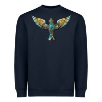 Navy western cross wings Heavyweight Sweatshirt - BarkalooDesign