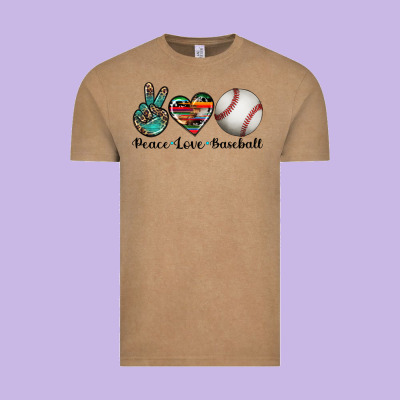 Peace Love Baseball Vintage Tee Designed By Artiststas