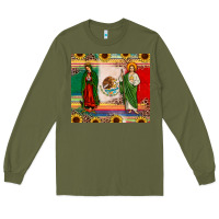 Army Green mexico flag our lady of guadalupe san judas sunflower Long Sleeve Tee - JahusDesignShop