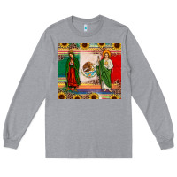 Heather Grey mexico flag our lady of guadalupe san judas sunflower Long Sleeve Tee - JahusDesignShop