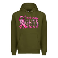 Army Green nobody fights alone cancer Premium Hoodie - NancyCooperArtShop