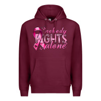 Burgundy nobody fights alone cancer Premium Hoodie - NancyCooperArtShop