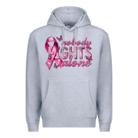 Heather Grey nobody fights alone cancer Premium Hoodie - NancyCooperArtShop