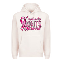Pale Pink nobody fights alone cancer Premium Hoodie - NancyCooperArtShop