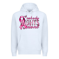 White nobody fights alone cancer Premium Hoodie - NancyCooperArtShop