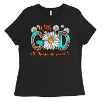 Black with god all things are possible daisy Ladies Tee - Zillion Design Studio