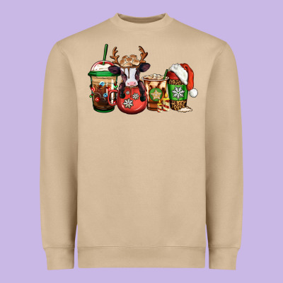 Christmas Baby Calf Coffee Cups Heavyweight Sweatshirt Designed By Jasminsmagicworld