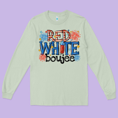 Red White Boujee Long Sleeve Tee Designed By Maliassmallbusiness