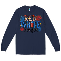 Navy red white boujee Long Sleeve Tee - MaliasSmallBusiness