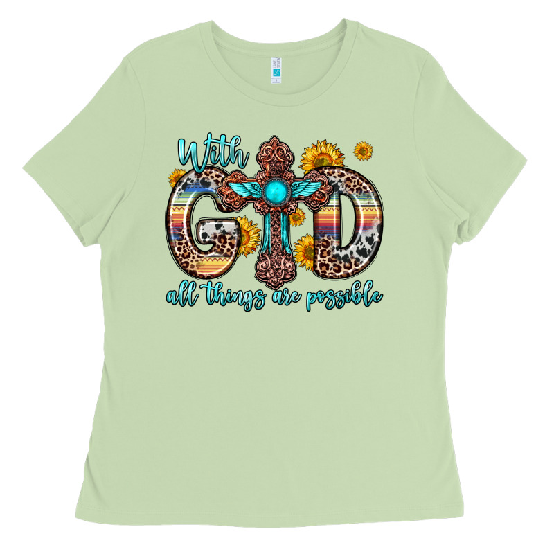 With God All Things Are Possible Cross Ladies Tee by Zillion Design Studio | Teevron