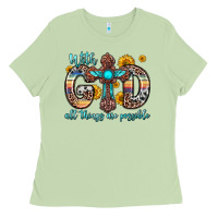 Matcha with god all things are possible cross Ladies Tee - Zillion Design Studio