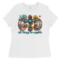 White with god all things are possible cross Ladies Tee - Zillion Design Studio