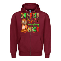 Burgundy Pumpkin Spice And Everything Nice Zipper Hoodie - MaliasSmallBusiness