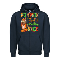 Navy Pumpkin Spice And Everything Nice Zipper Hoodie - MaliasSmallBusiness