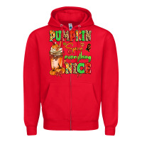 Red Pumpkin Spice And Everything Nice Zipper Hoodie - MaliasSmallBusiness