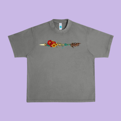 Flowers And Arrow With Gemstone Urban Heavy Tee Designed By Artiststas