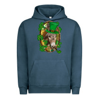 Pigment Midnight Navy St. Patrick's day Donkey Urban Hoodie - CowGirlArtShop