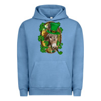 Pigment Pebble Blue St. Patrick's day Donkey Urban Hoodie - CowGirlArtShop