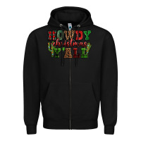 Black Howdy Christmas y'all Zipper Hoodie - NancyCooperArtShop