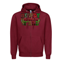 Burgundy Howdy Christmas y'all Zipper Hoodie - NancyCooperArtShop