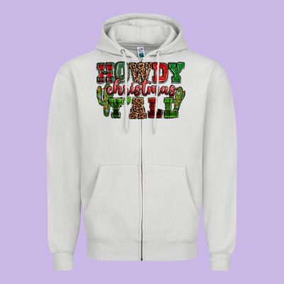 Howdy Christmas Y'all Zipper Hoodie Designed By Nancycooperartshop