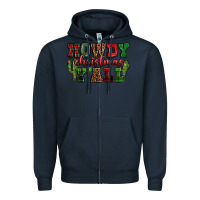 Navy Howdy Christmas y'all Zipper Hoodie - NancyCooperArtShop