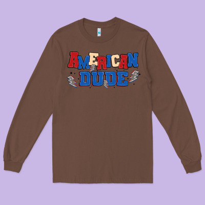American Dude Long Sleeve Tee Designed By Maliassmallbusiness