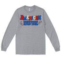 Heather Grey american dude Long Sleeve Tee - MaliasSmallBusiness