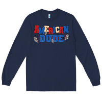 Navy american dude Long Sleeve Tee - MaliasSmallBusiness