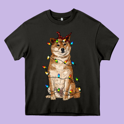 Christmas Lights Shiba Inu Heavy Core Tee Designed By Ranaportraitstore