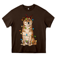 Chocolate Brown christmas lights shiba inu Heavy Core Tee - RanaPortraitStore