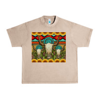 French Oak bull skulls gemstones and cactus with leopard and aztec Urban Heavy Tee - Artiststas
