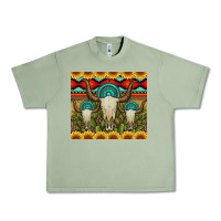 Bull Skulls Gemstones And Cactus With Leopard And Aztec Urban Heavy Tee | Teevron