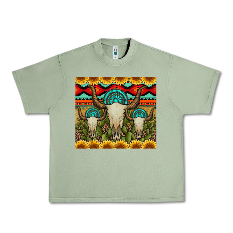 Bull Skulls Gemstones And Cactus With Leopard And Aztec Urban Heavy Tee by Artiststas | Teevron