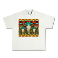 Pistachio bull skulls gemstones and cactus with leopard and aztec Urban Heavy Tee - Artiststas