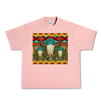 Salmon bull skulls gemstones and cactus with leopard and aztec Urban Heavy Tee - Artiststas