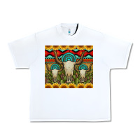 White bull skulls gemstones and cactus with leopard and aztec Urban Heavy Tee - Artiststas