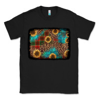 Black christmas sunflowers and buffalo plaid background Classic Tee - Jasminsmagicworld