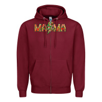 Burgundy Mama Christmas lightning bolt Zipper Hoodie - NancyCooperArtShop