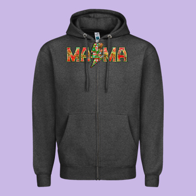 Mama Christmas Lightning Bolt Zipper Hoodie Designed By Nancycooperartshop