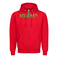 Red Mama Christmas lightning bolt Zipper Hoodie - NancyCooperArtShop