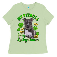 Matcha st patricks day my pitbuli my lucky charm Ladies Tee - RanaPortraitStore